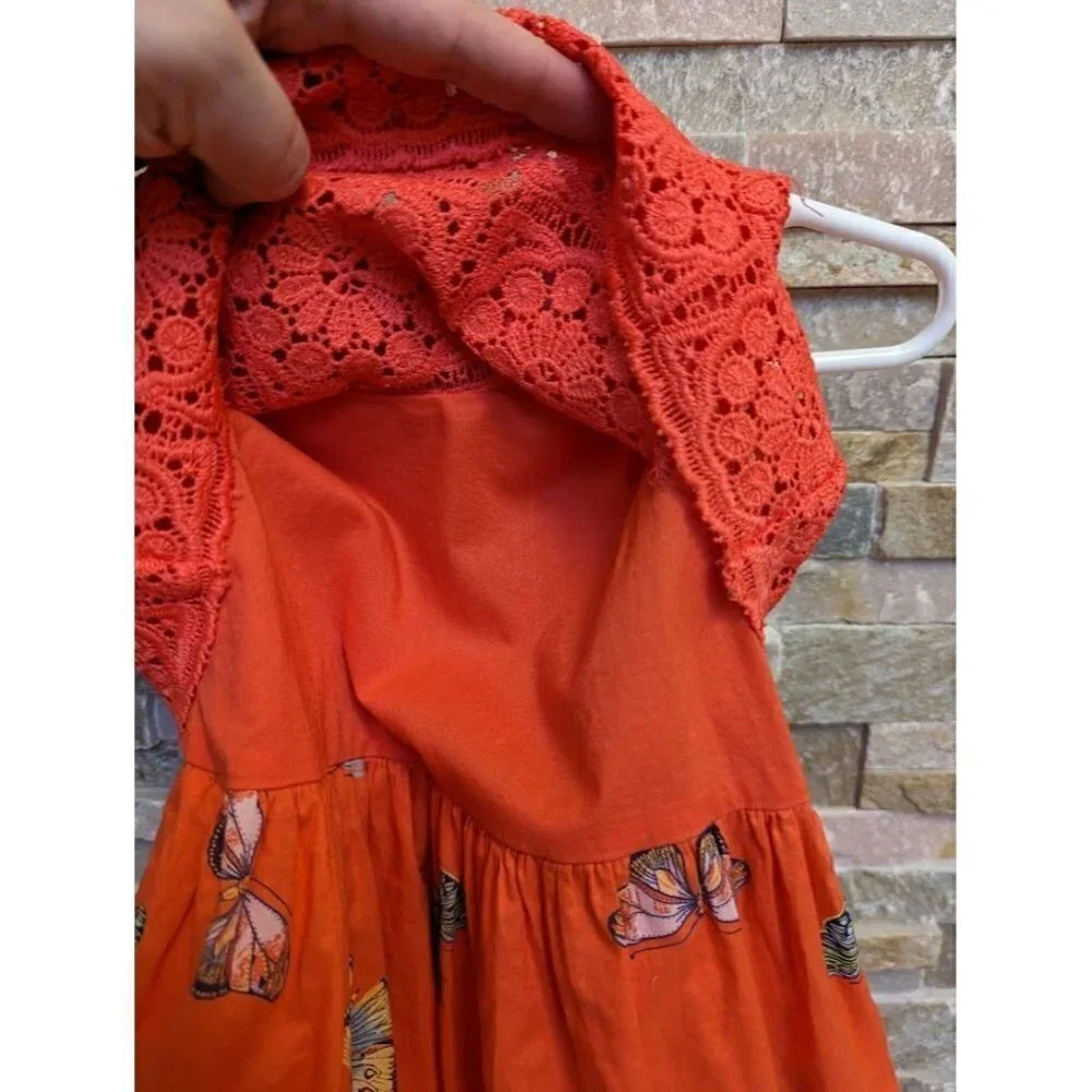 Gap Baby Orange Butterfly Print Sleeveless Summer Cotton Dress Toddler Size 3